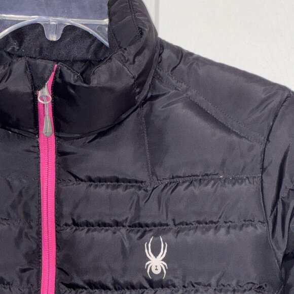 Spyder Prymo Down Filled Puffer Jacket Womens Large Black Zip Front Zip Pockets - Picture 5 of 12
